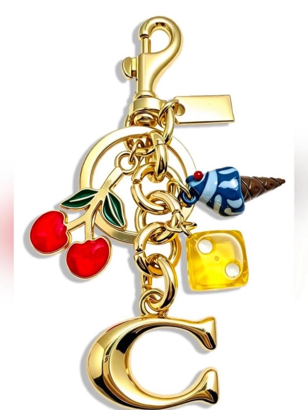 C Charm Cluster Bag Charm/Keychain, Gold/Mixed Enamel- - Picture 1 of 6